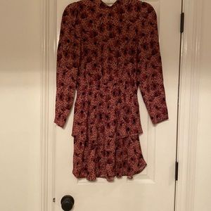Long sleeve floral ruffle mini dress
